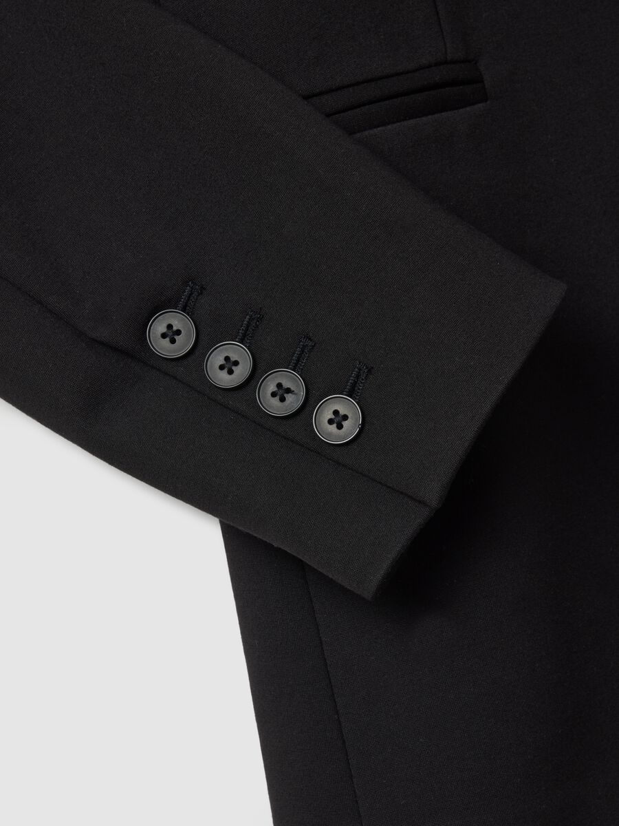 Blazer in tessuto elasticizzato nero regular fit_6