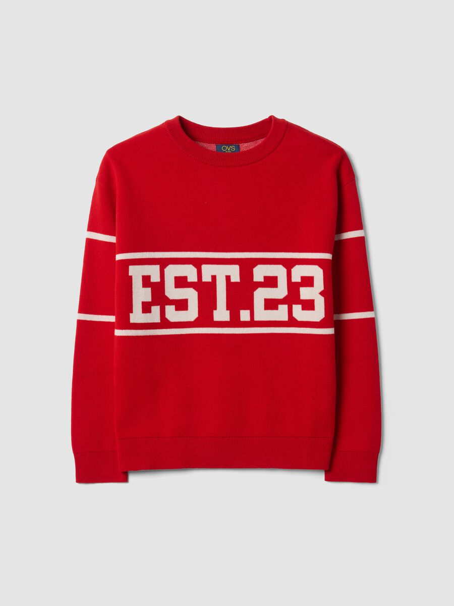 Red jacquard cotton-blend crew-neck jumper_3