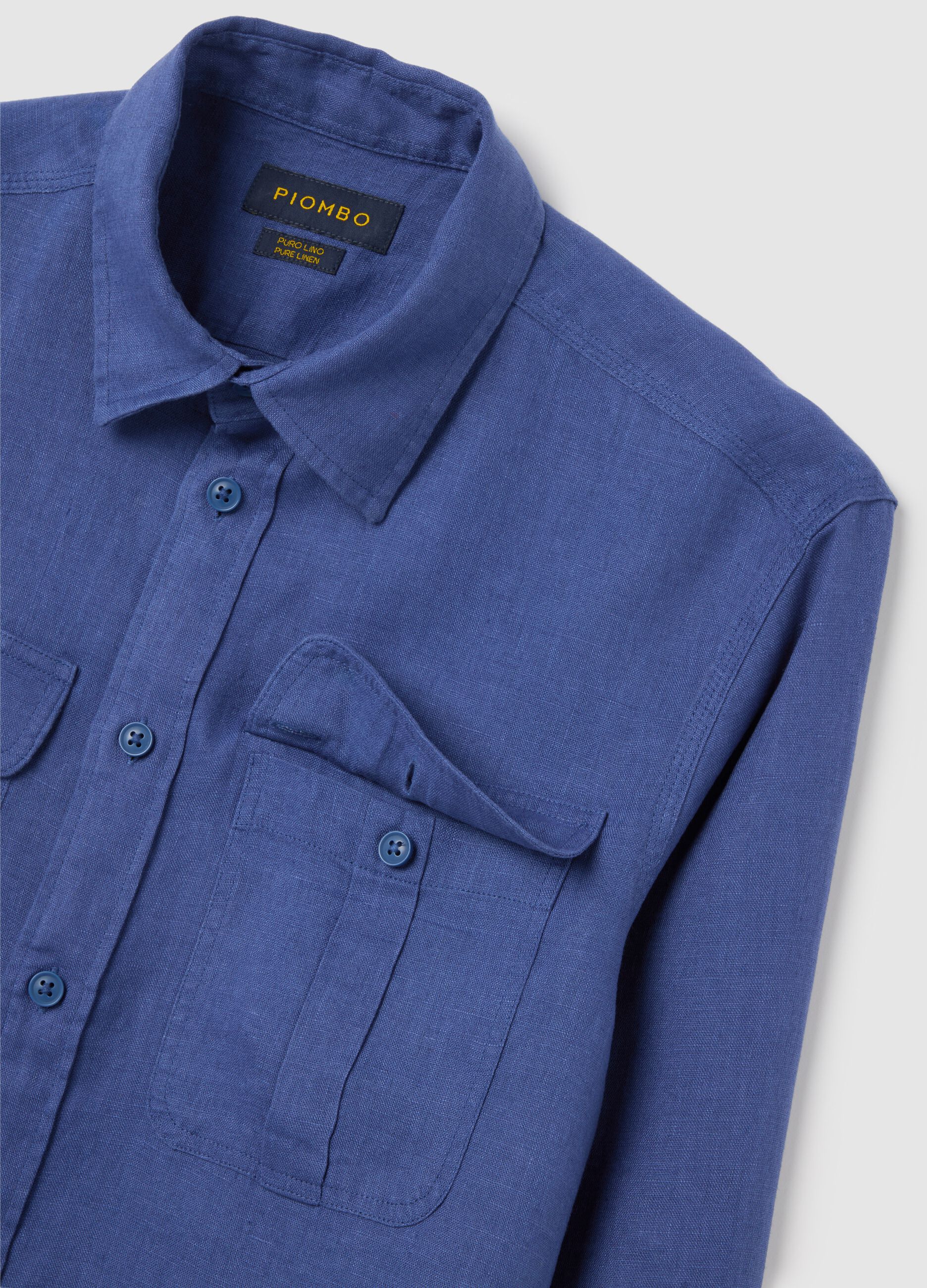 Classic Blue Pure Linen Shirt by Piombo