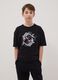 Children's oversized fit pure black cotton T-shirt with koi carp_0