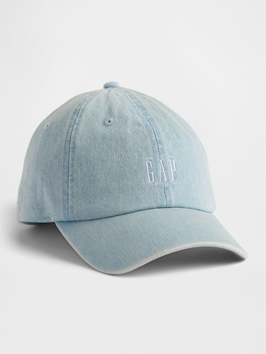 Sky Blue Denim Cotton Baseball Cap with Logo_0