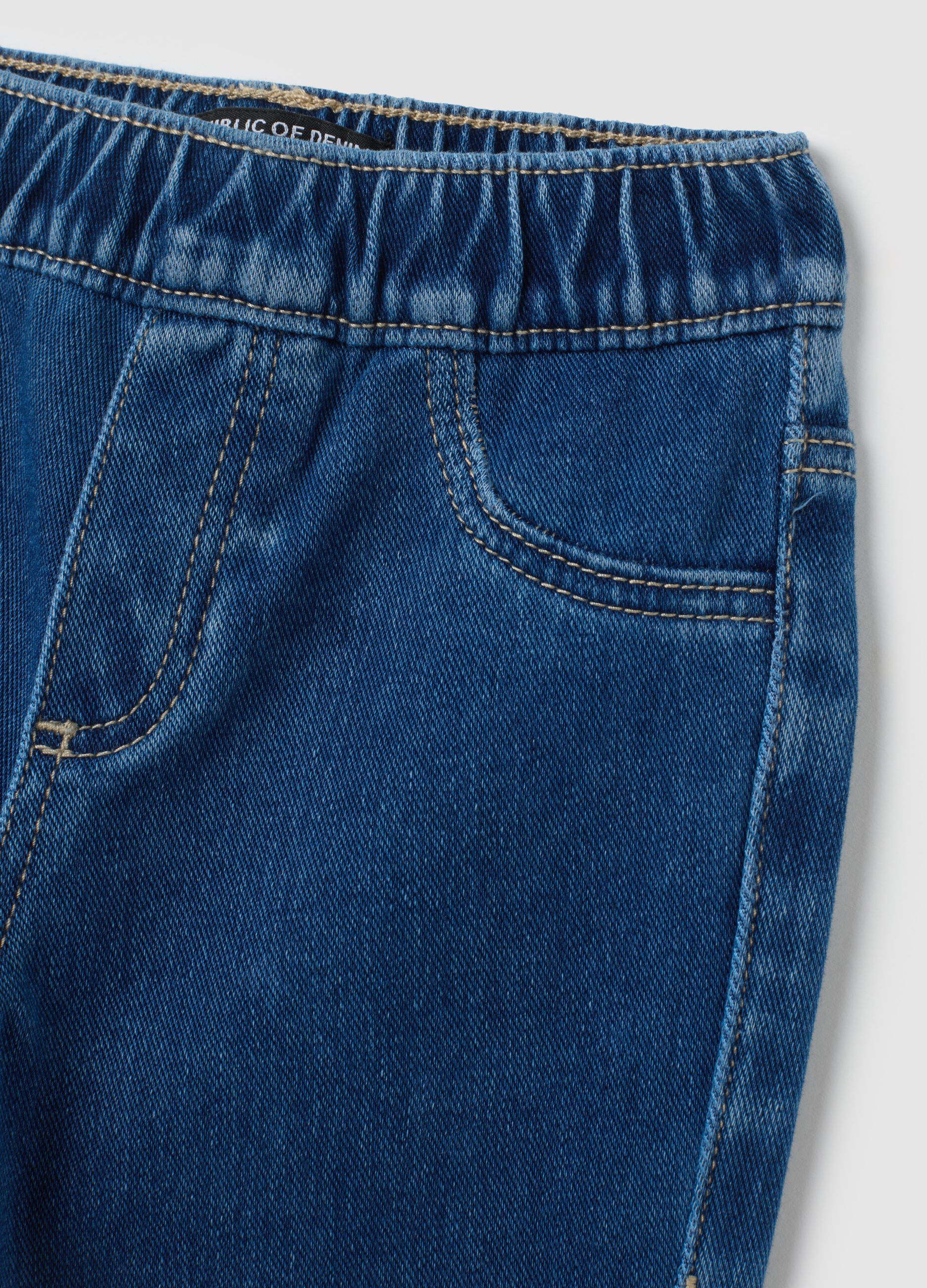 Girls' Blue Flare Cotton Blend Jeggings