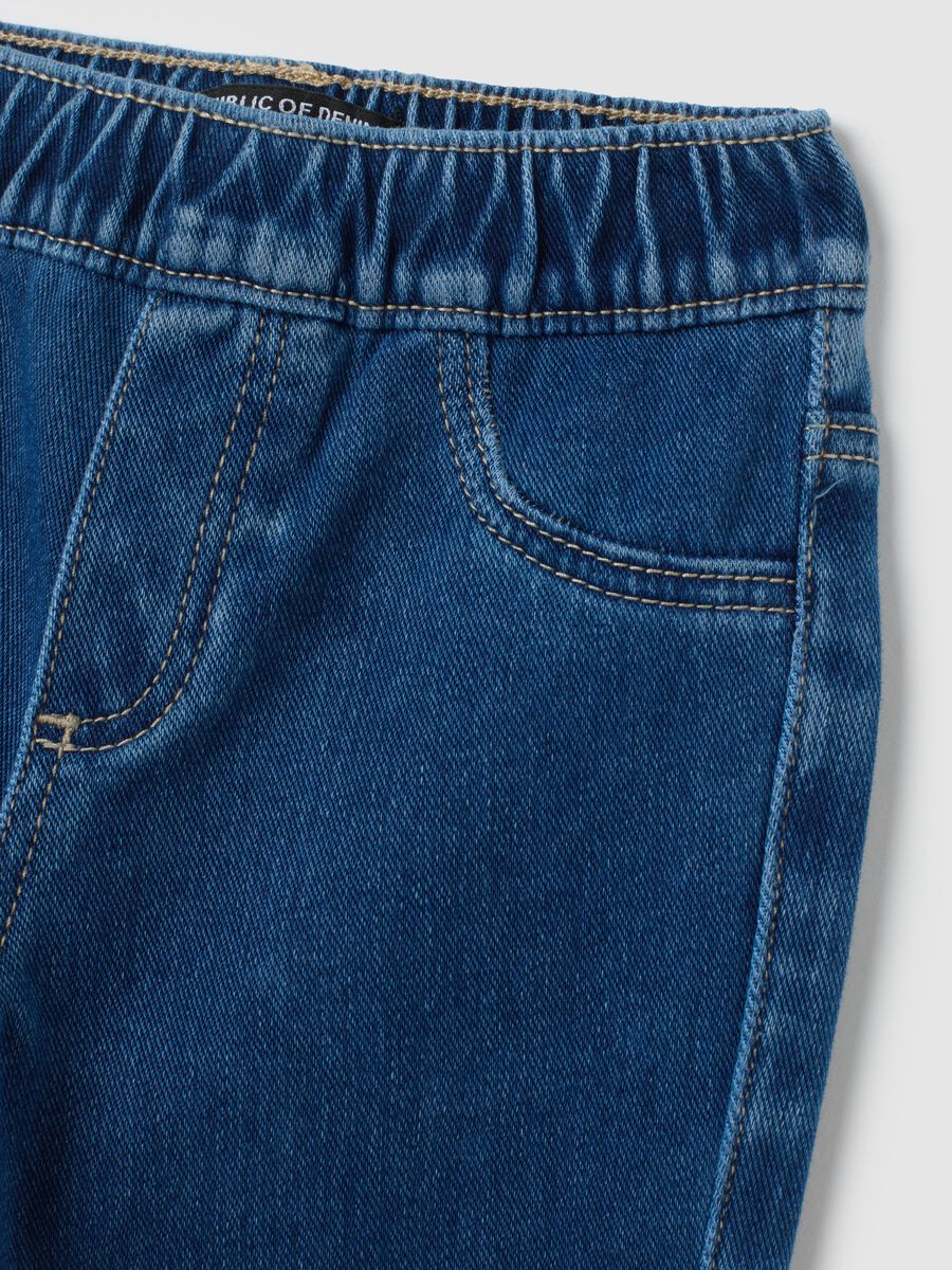 Jeggings da bambina in misto cotone blu flare_3