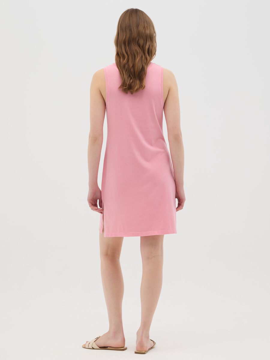 Women’s long pink dress in 100% cotton_3