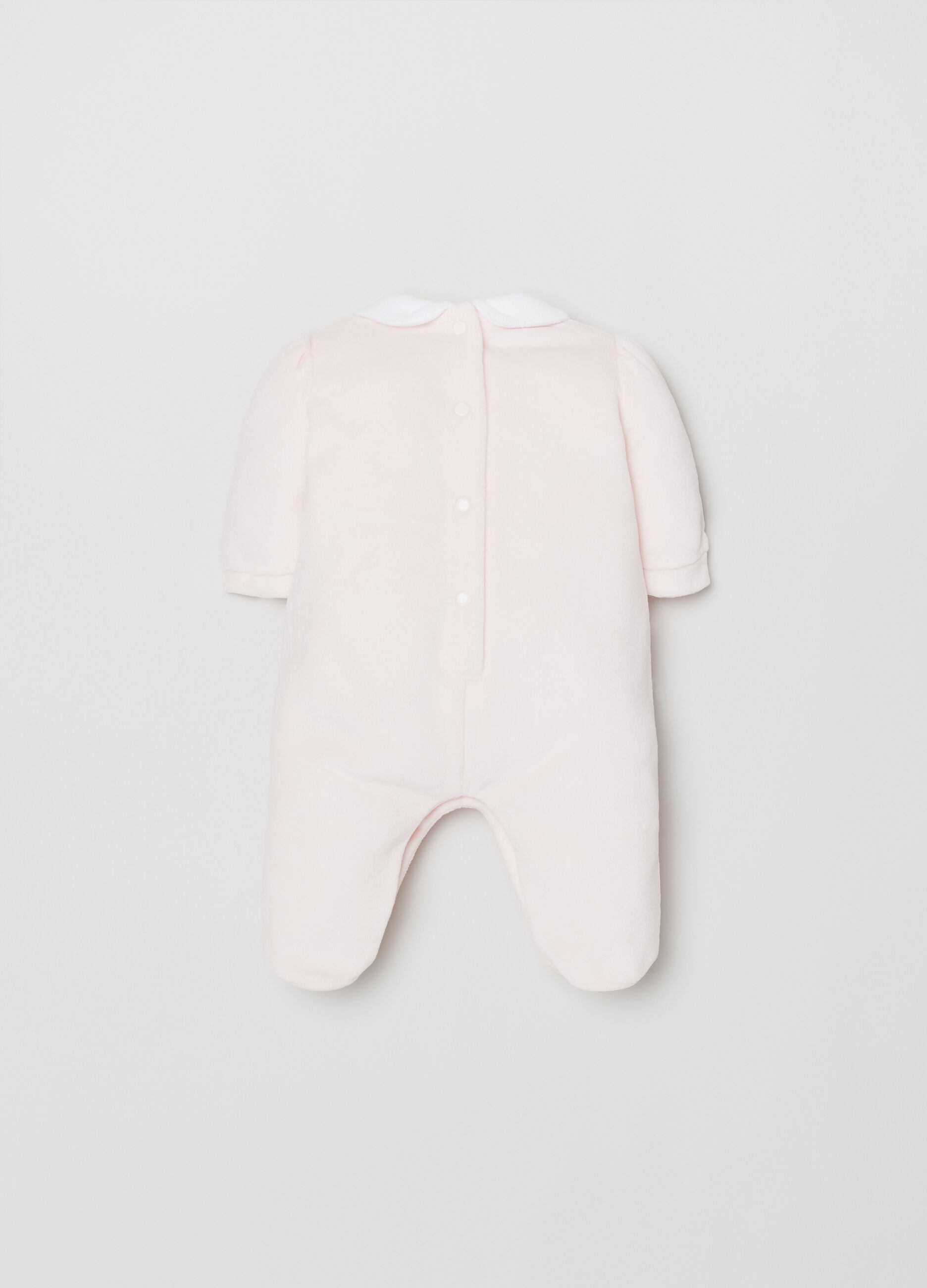 Tutina in velour con piedini e ricamo_1