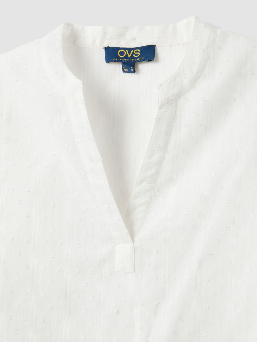 Pure cotton white shirt regular fit deep V with sheerness_5