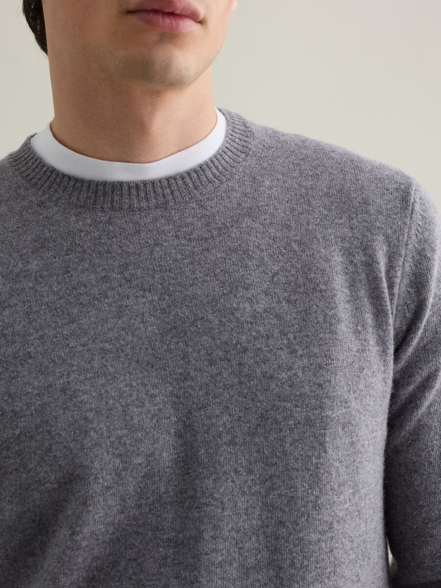 Mélange pullover with round neck in lambswool_2