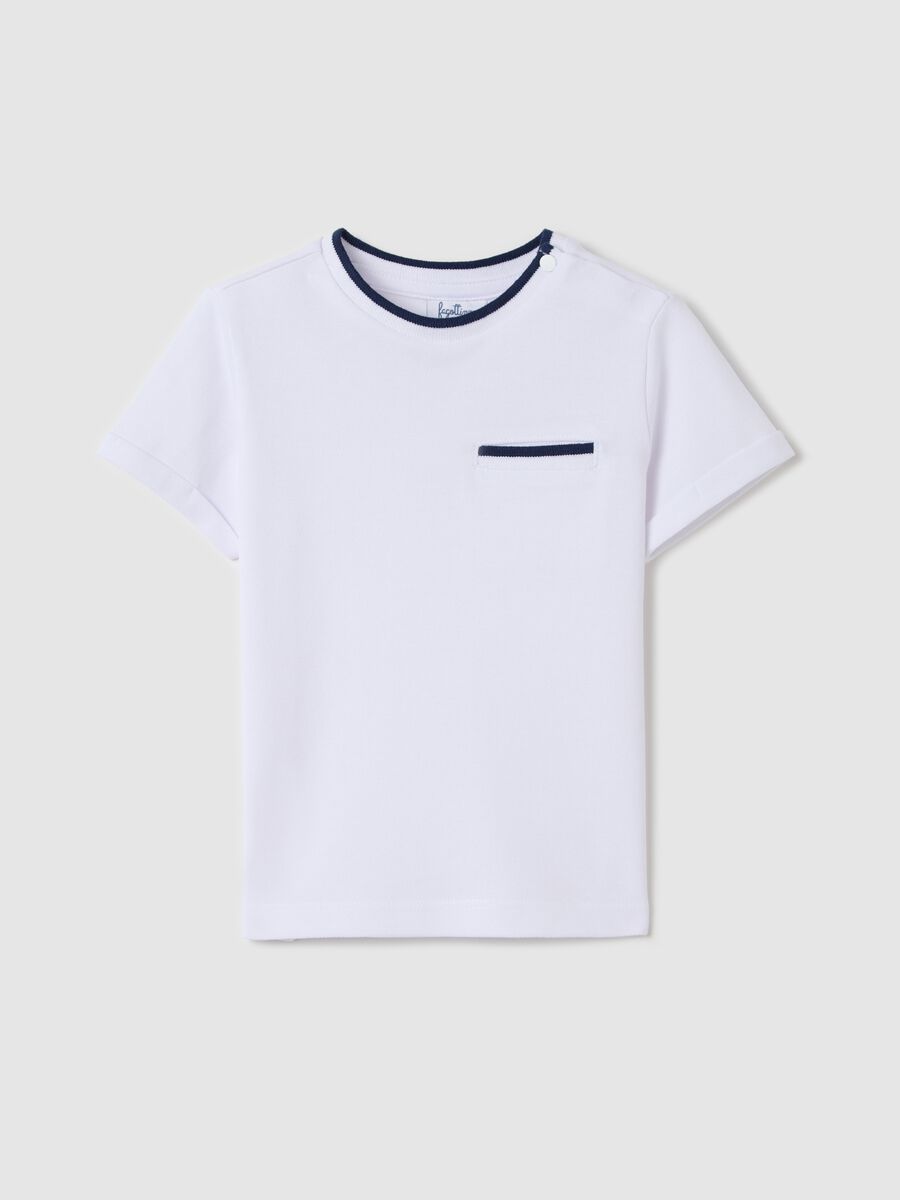 White organic cotton T-shirt with welt pocket_0