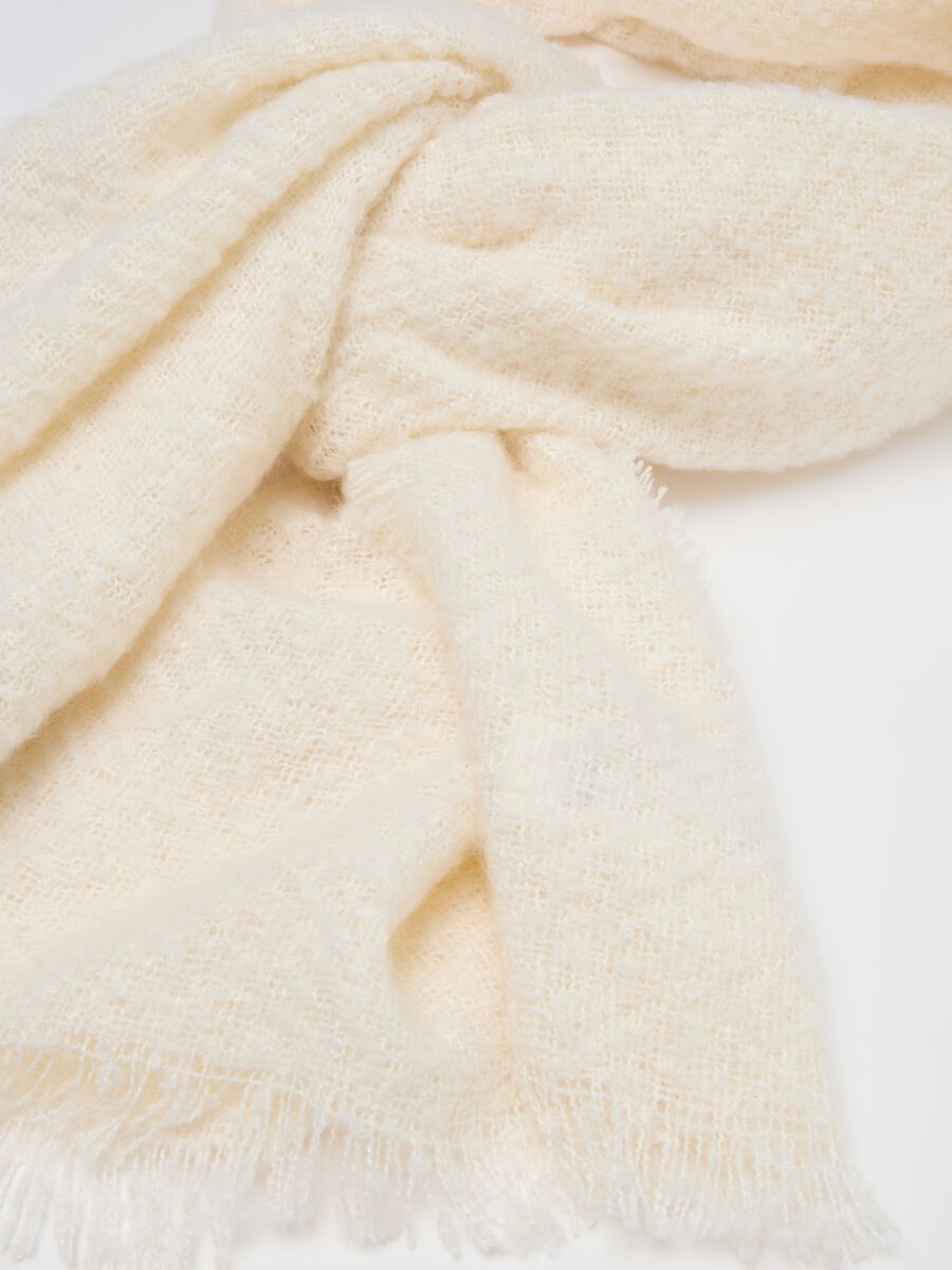 Sciarpa beige in misto tessuto_1