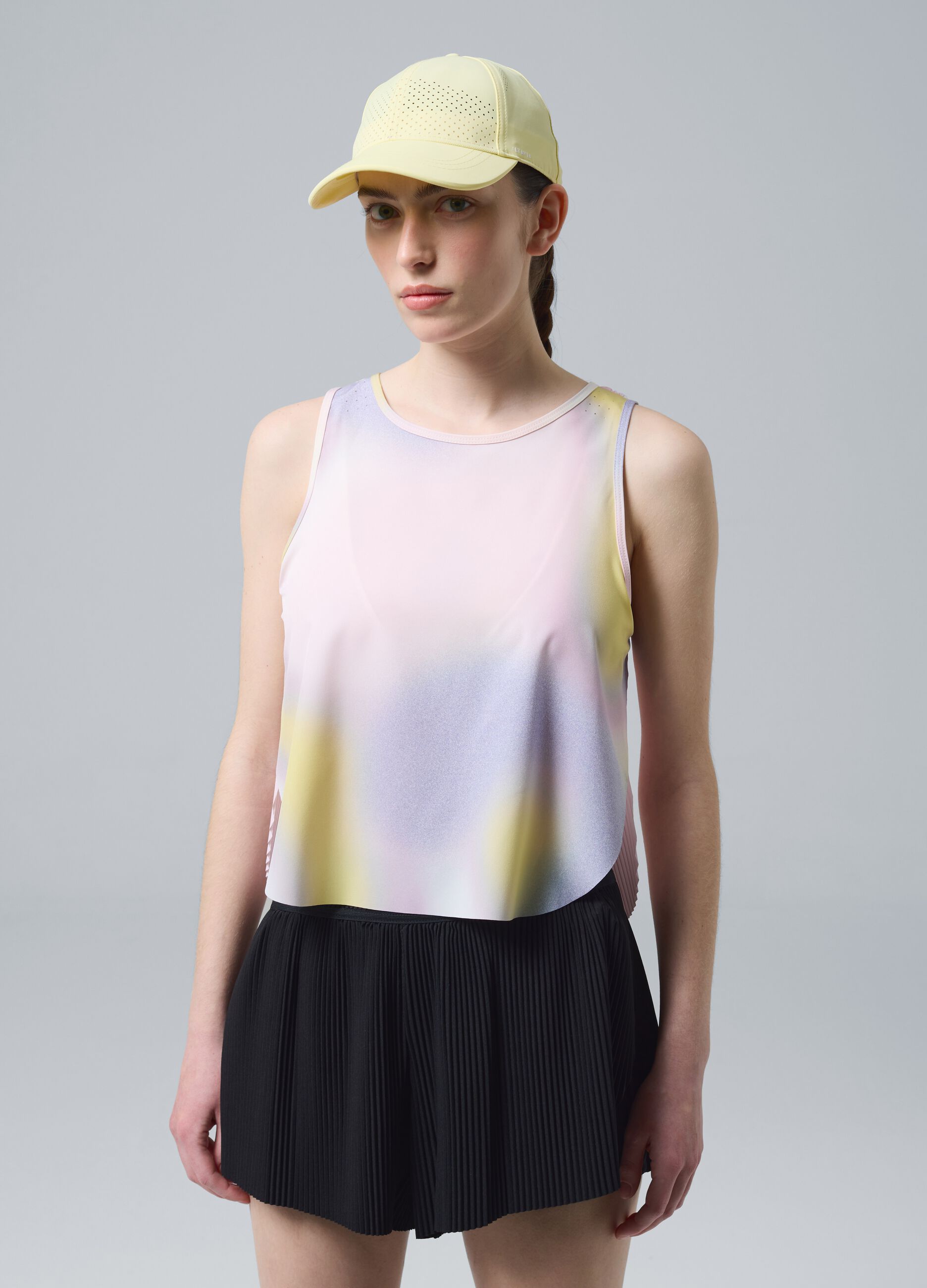 Canotta tecnica sportiva plissettata con effetto tie dye ALTAVIA COURT