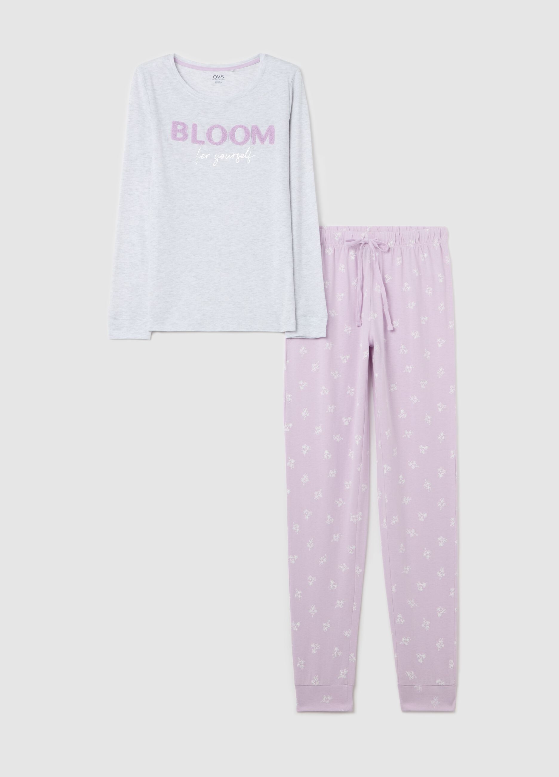 Cotton pyjamas with bouclé lettering