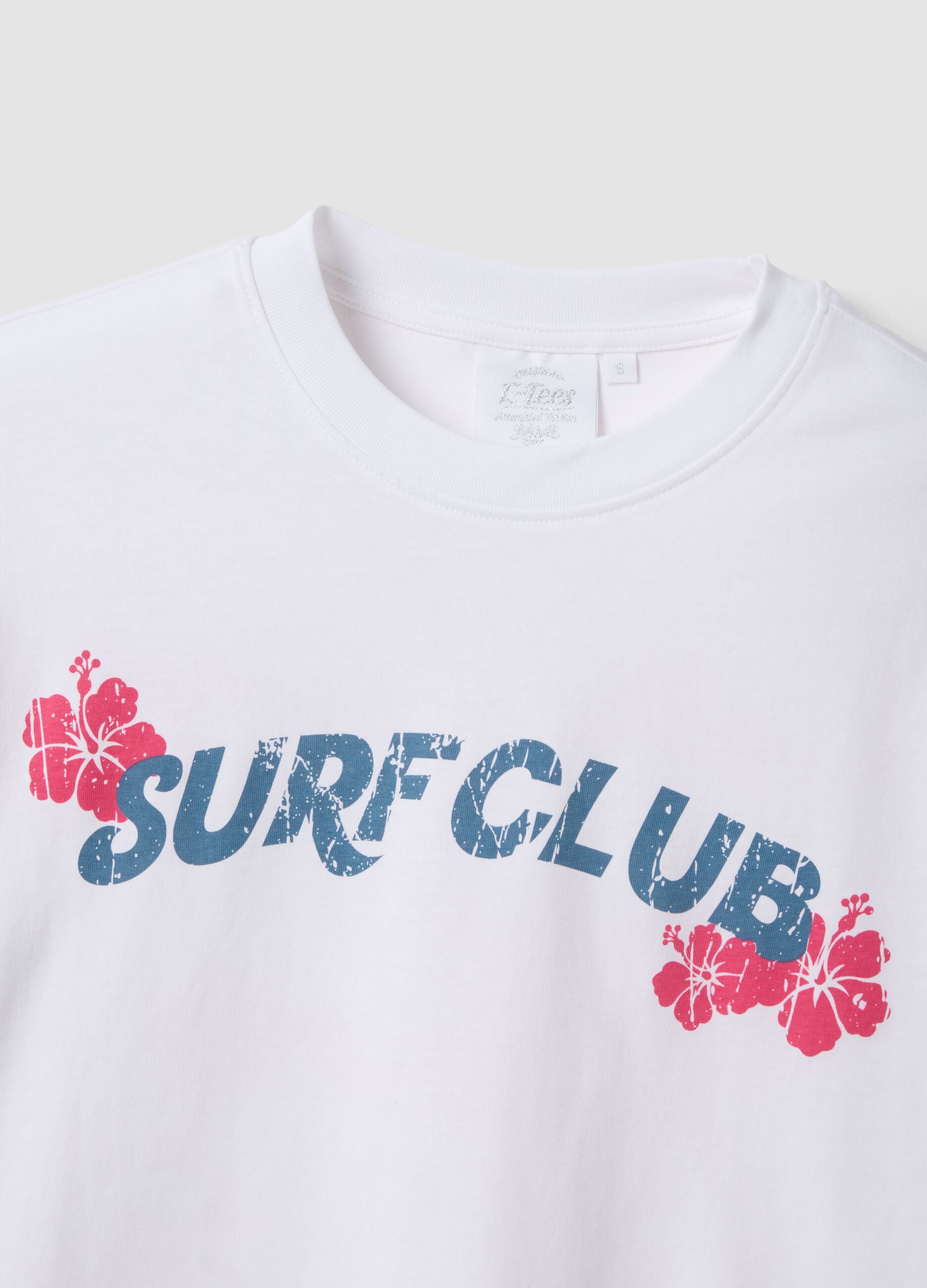 White pure cotton T-shirt, regular fit with lettering