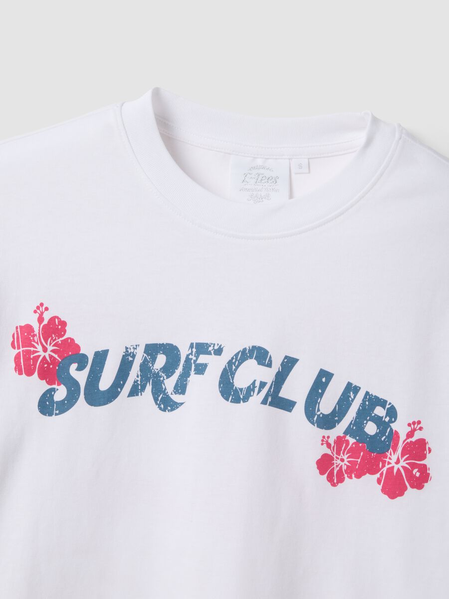 White pure cotton T-shirt, regular fit with lettering_5