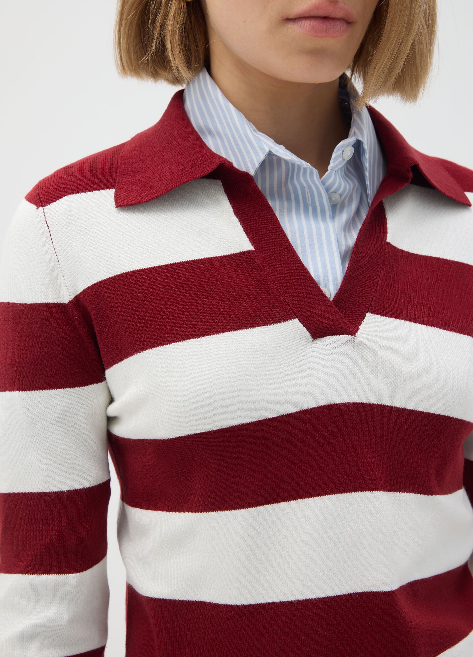 Multicolour viscose blend striped regular fit jumper