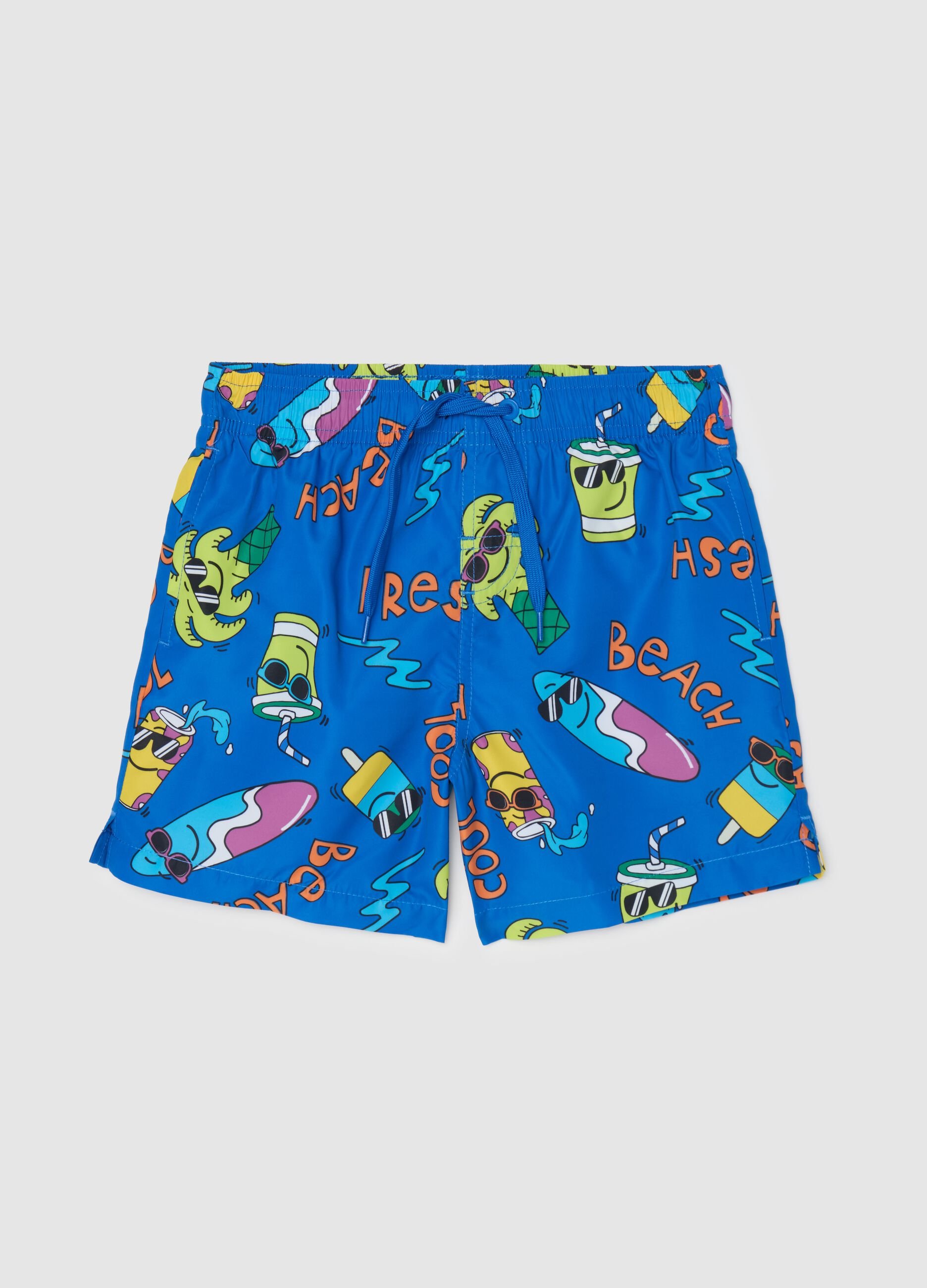 Children's swimwear in multicolour fabric with regular fit and elastic waistband