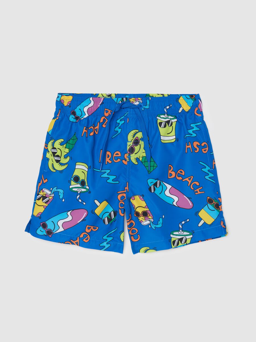 Children's swimwear in multicolour fabric with regular fit and elastic waistband_0