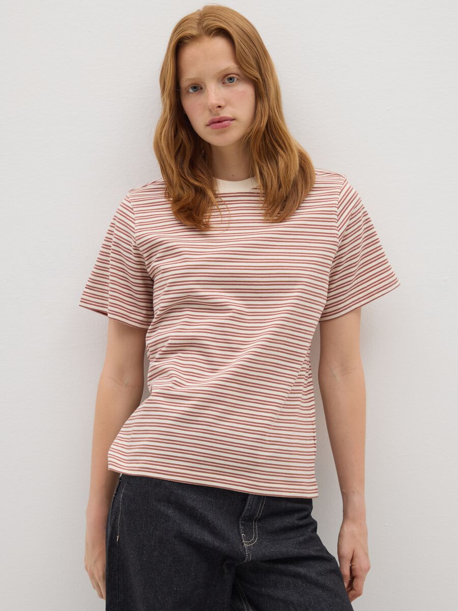 Pure cotton multicolour relaxed fit T-shirt with emblem_0