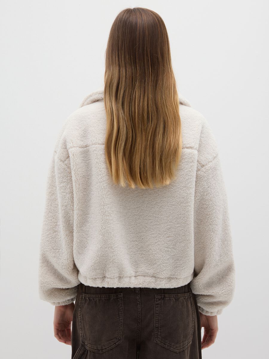 Beige sherpa jacket regular fit_3