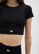 Black stretch fabric regular fit t-shirt with a round neckline_3