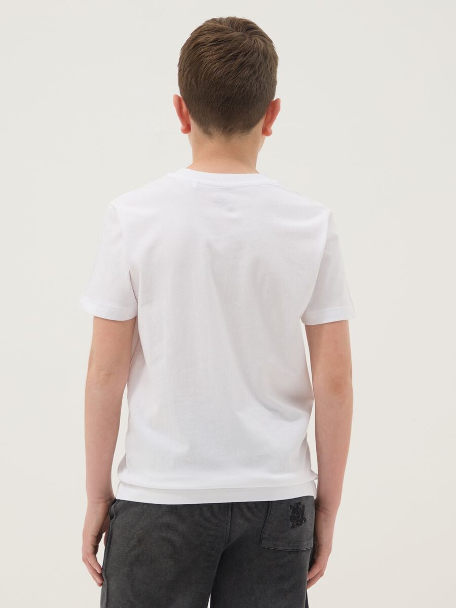 Boys' white pure cotton T-shirt regular fit with Swag print_1