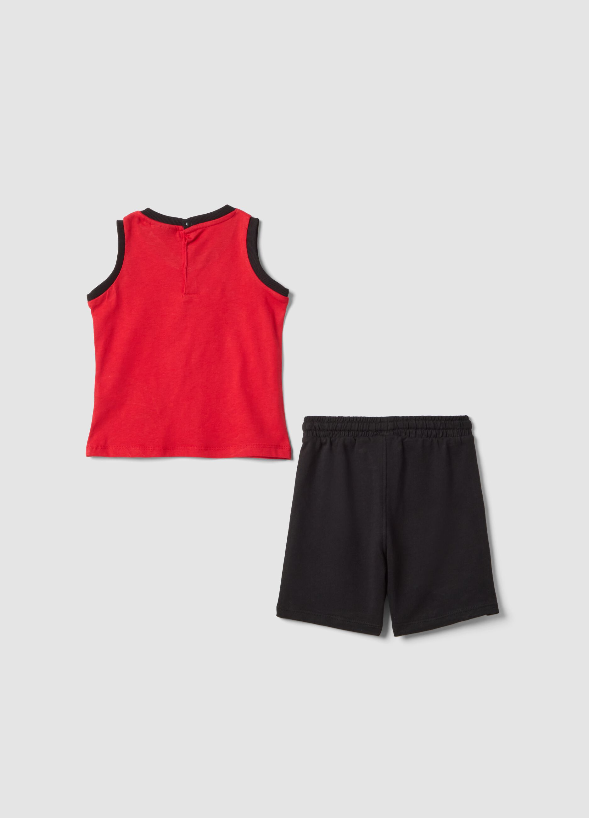 Completo rosso in puro cotone con top e shorts per bimbo regular fit