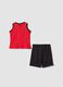 Completo rosso in puro cotone con top e shorts per bimbo regular fit_1