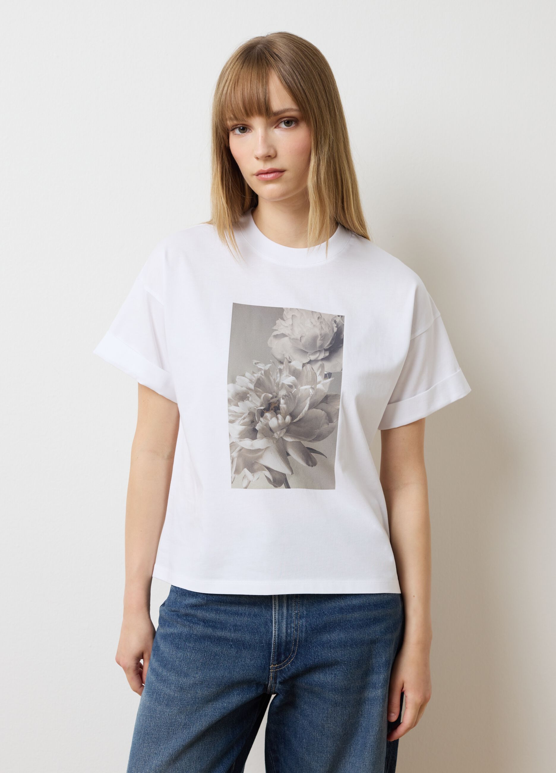 White pure cotton regular fit shirt with print