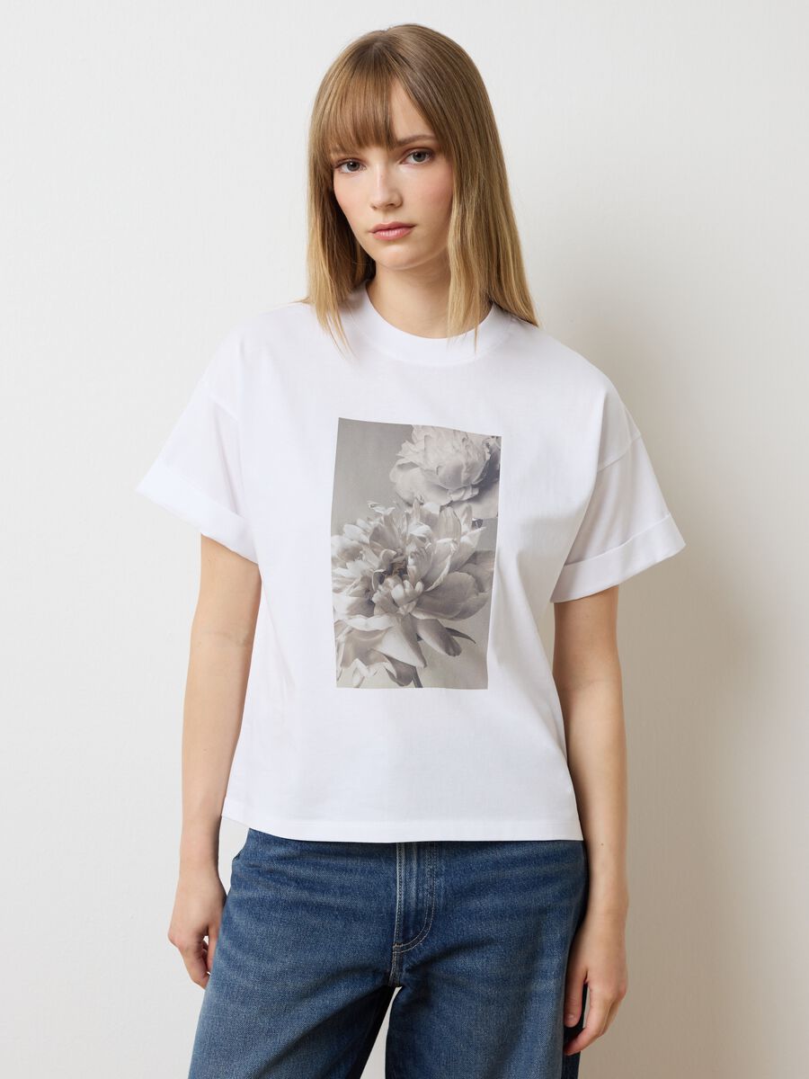 White pure cotton regular fit shirt with print_1