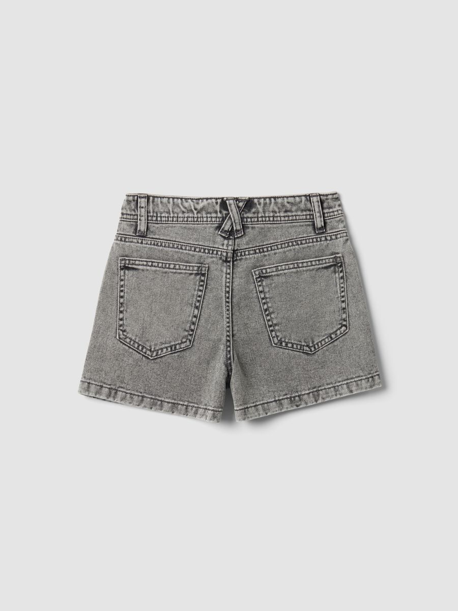 Girls&rsquo; grey pure cotton denim shorts_4