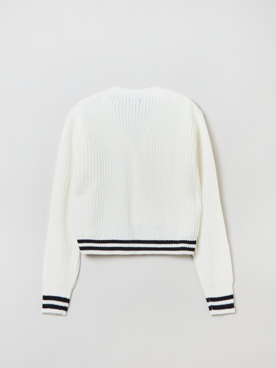 Cardigan con scollo a V e patch boucle _1
