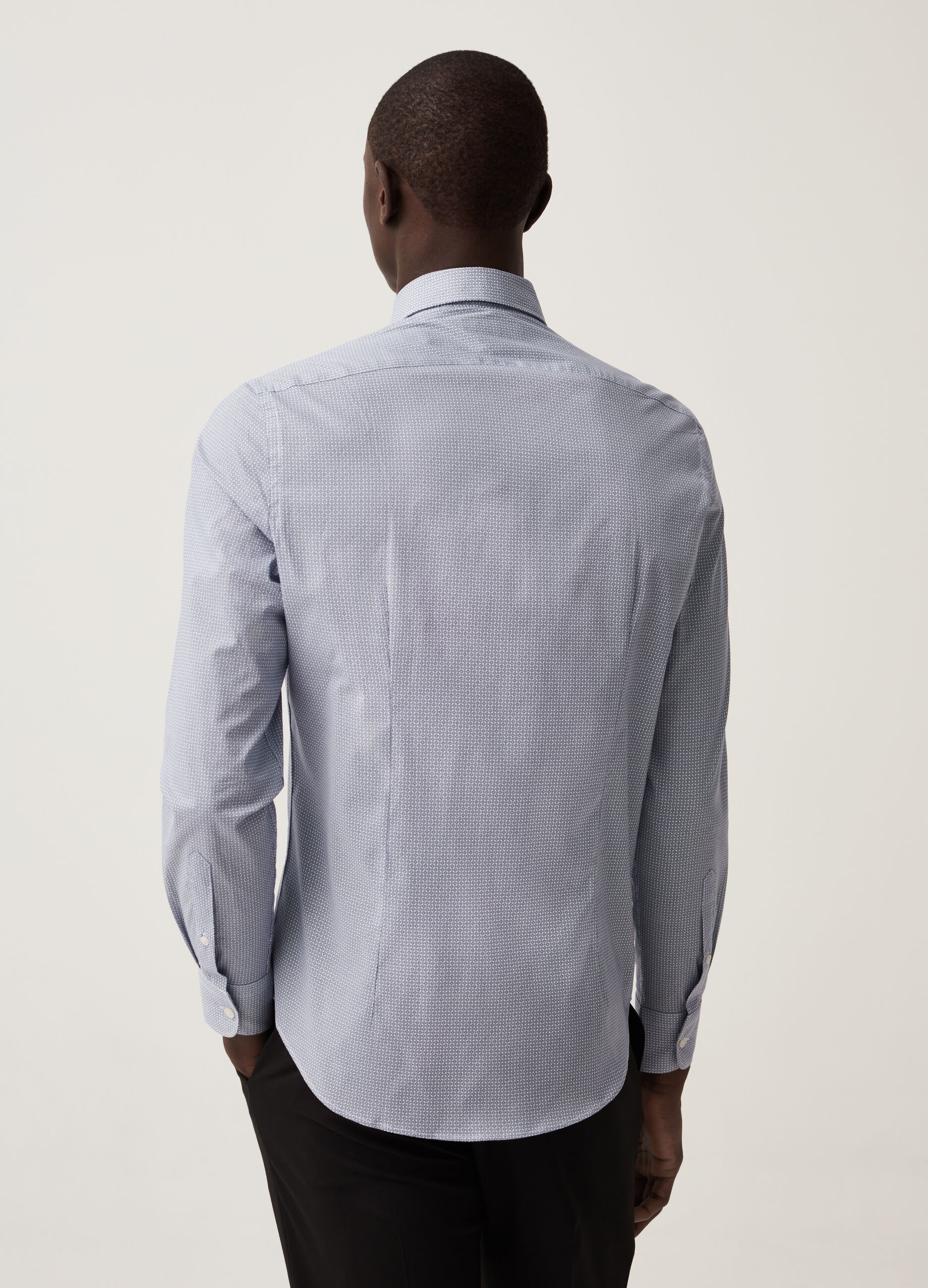 Camicia slim fit con micro fantasia_2