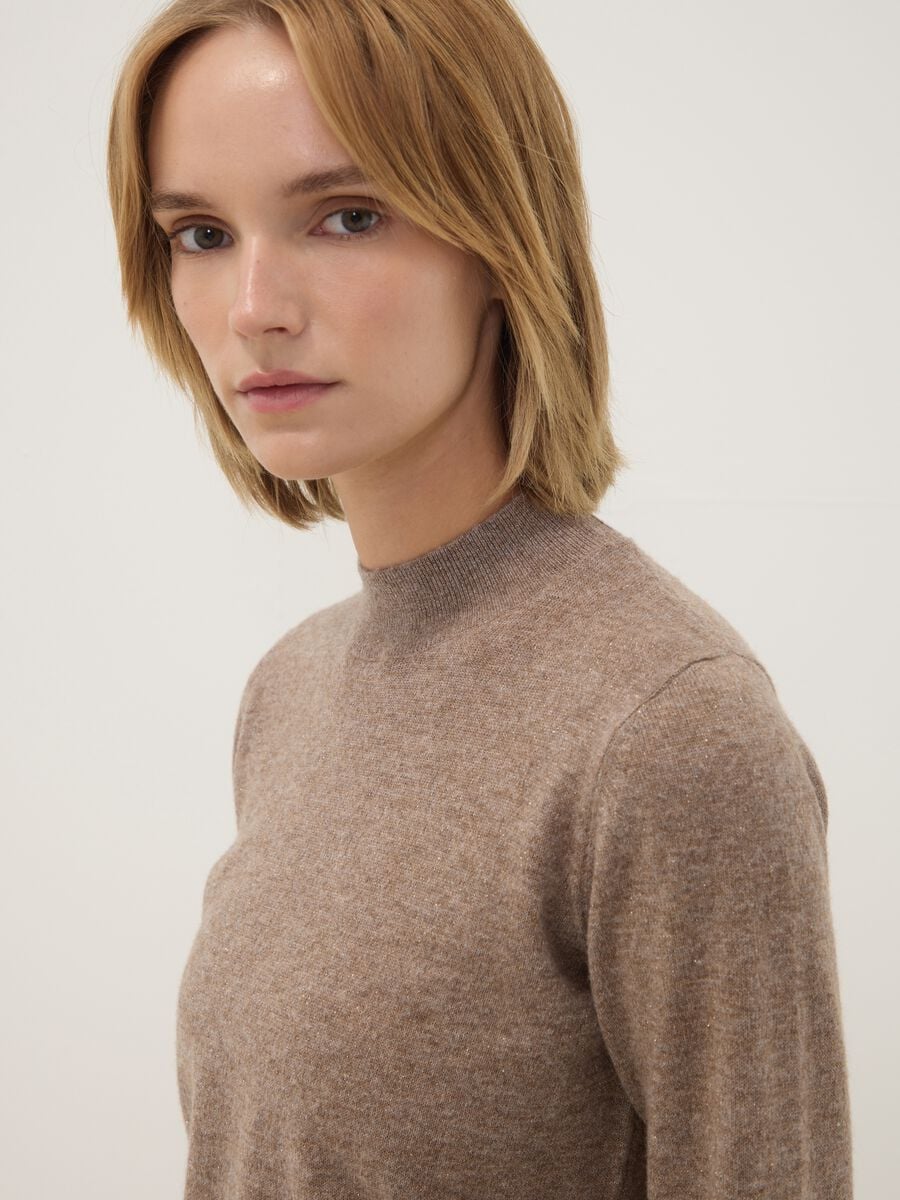 Grey wool-blend jumper with mock neck_1