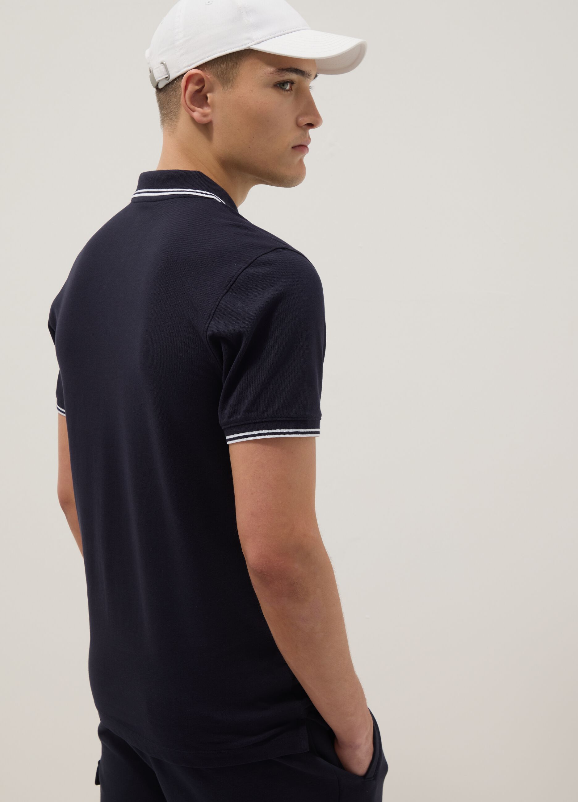 Polo in cotone elasticizzato blu regular fit
