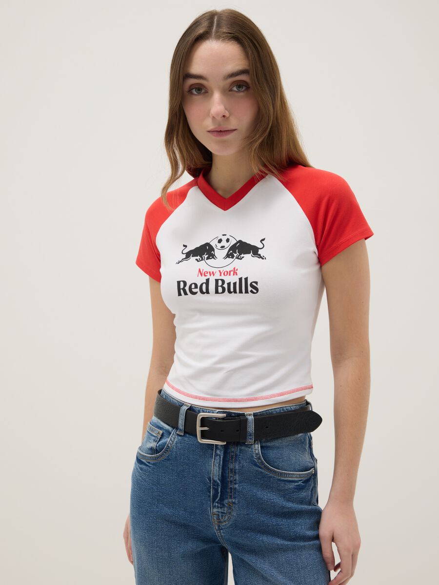 Pure cotton multicolour regular fit New York Red Bulls logo t-shirt_0