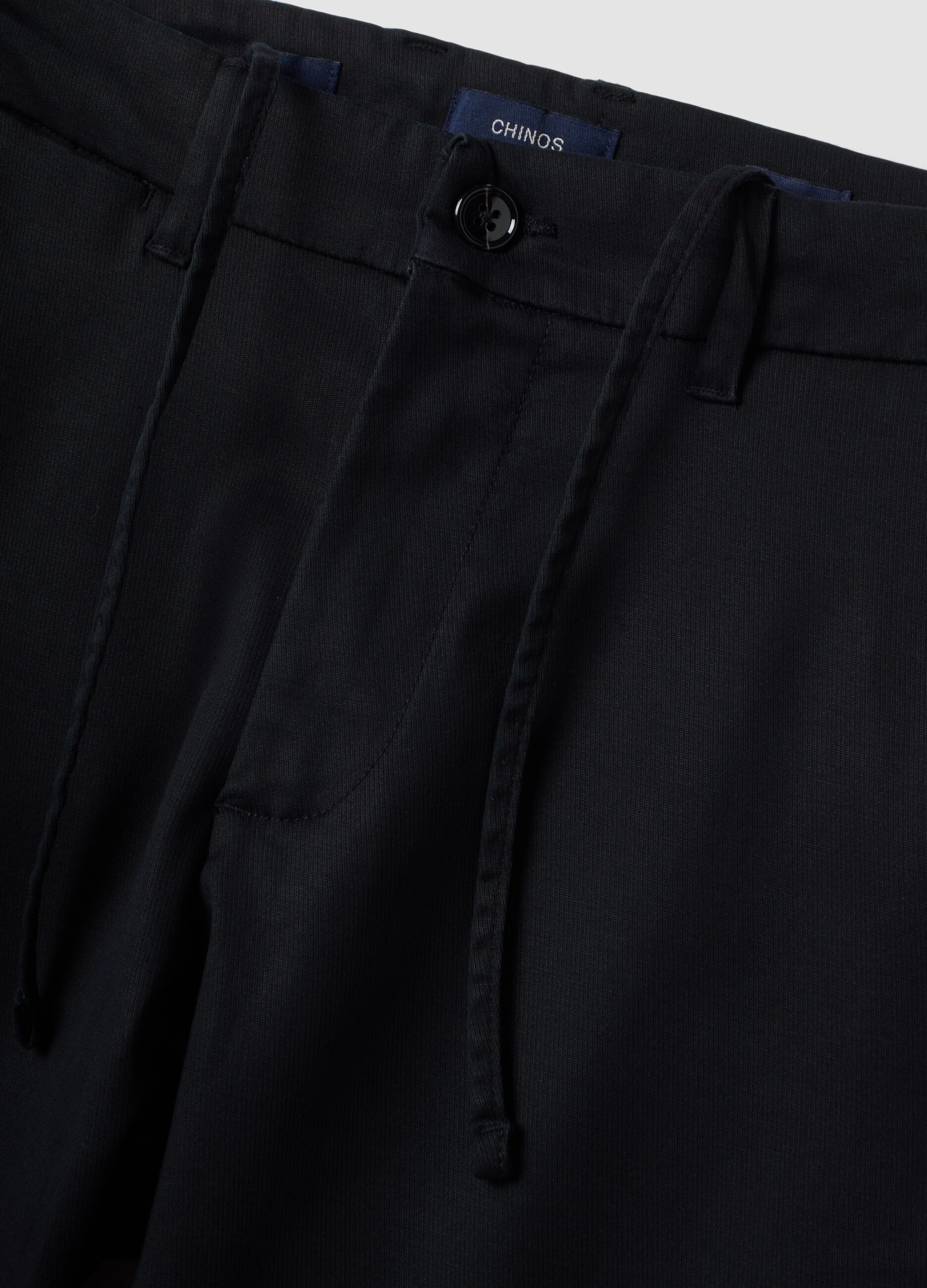 Black slim-fit stretch cotton and lyocell chino trousers