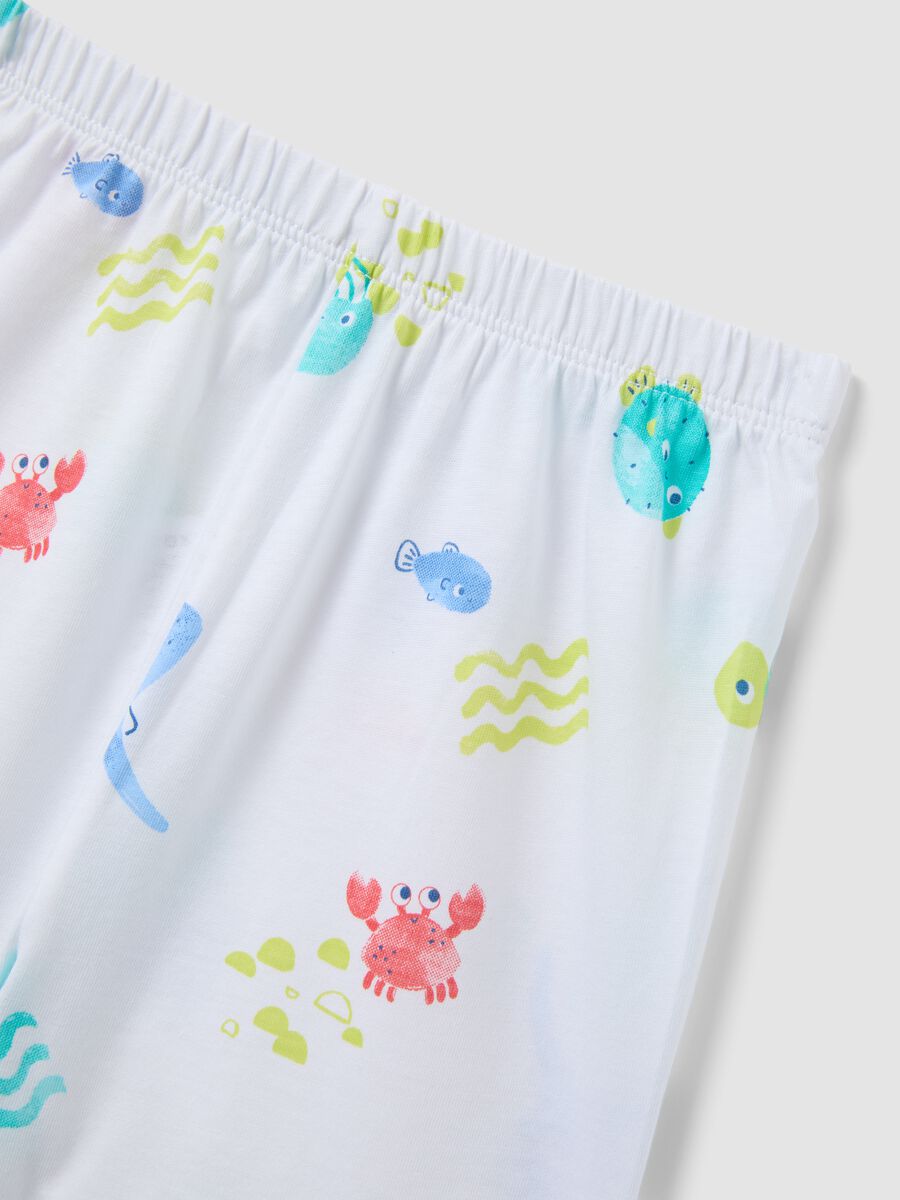 Pigiama in puro cotone bianco da neonato regular fit con stampe marine_3