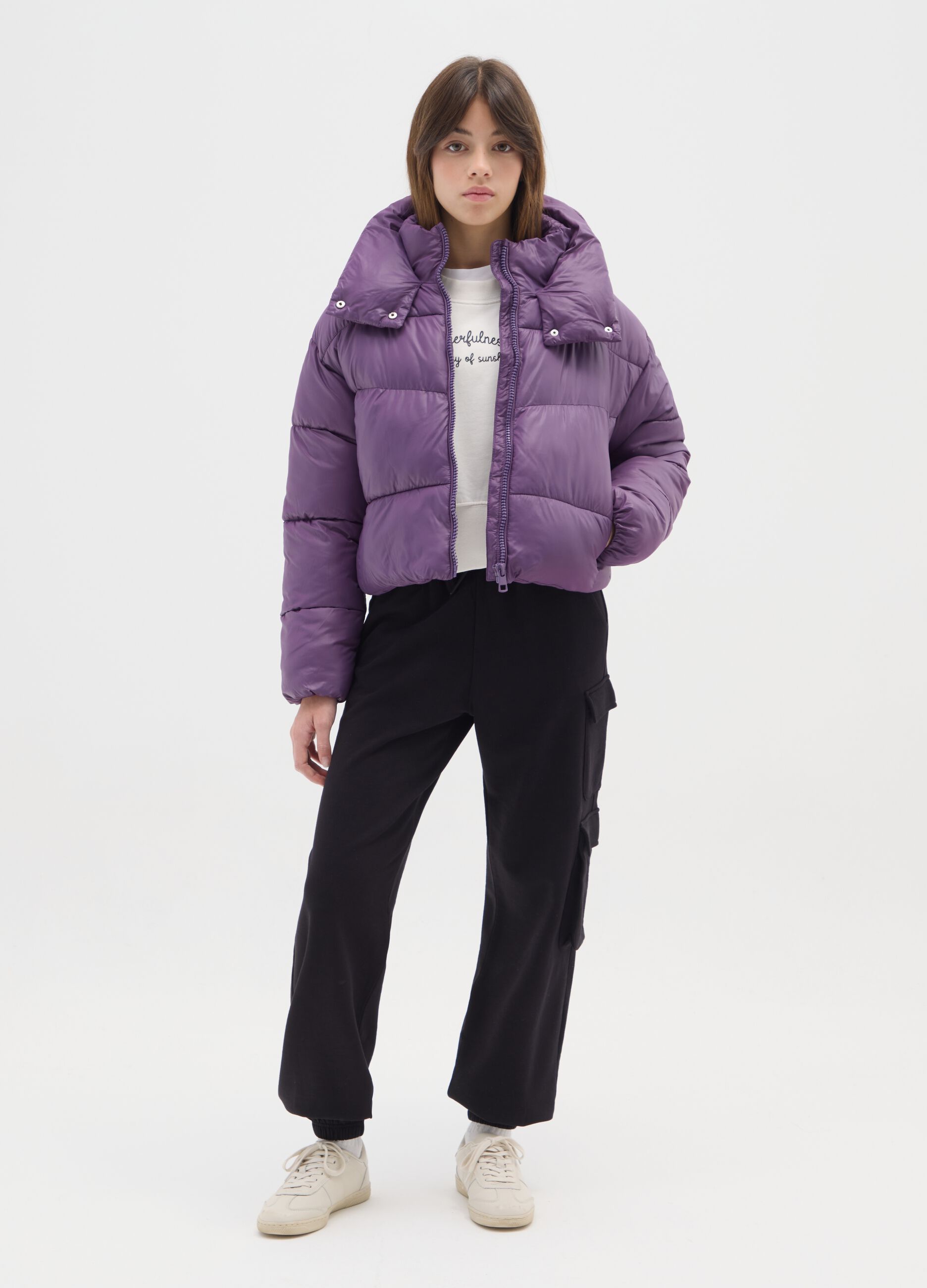 Girls' Jogger Pants in Black Cotton Blend Regular Fit