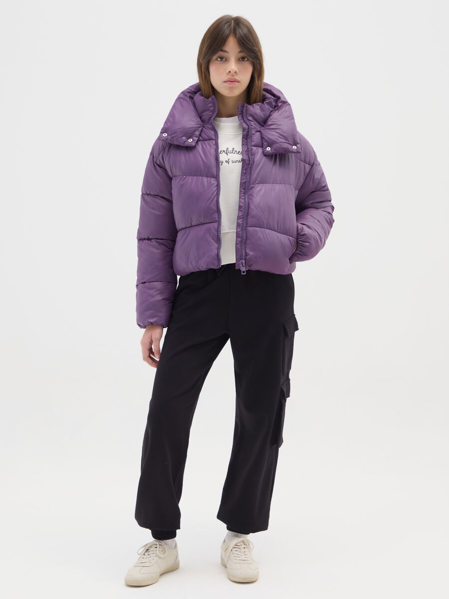 Pantaloni jogger da ragazza in misto cotone nero regular fit_0