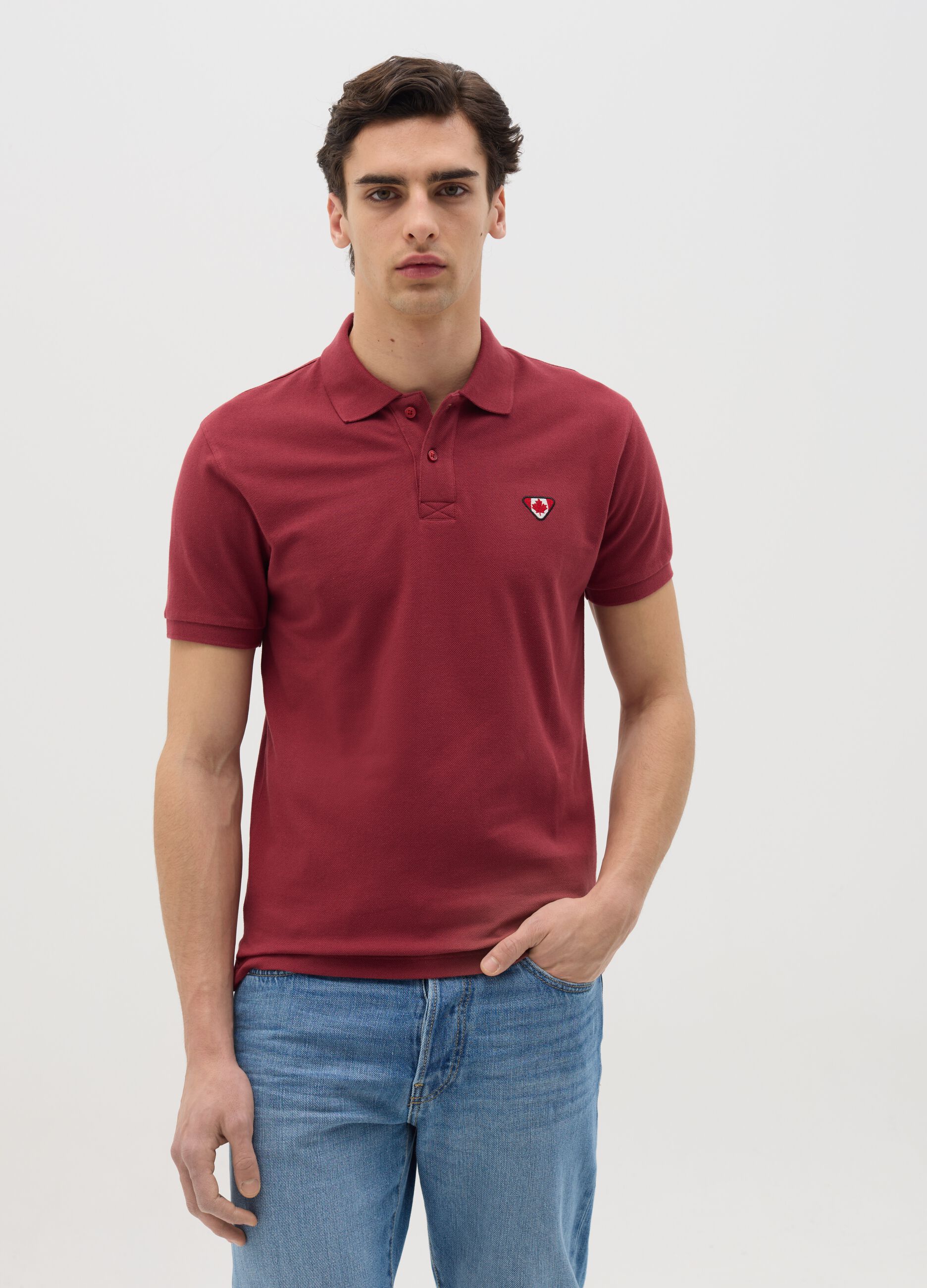 Piquet polo shirt with embroidered logo