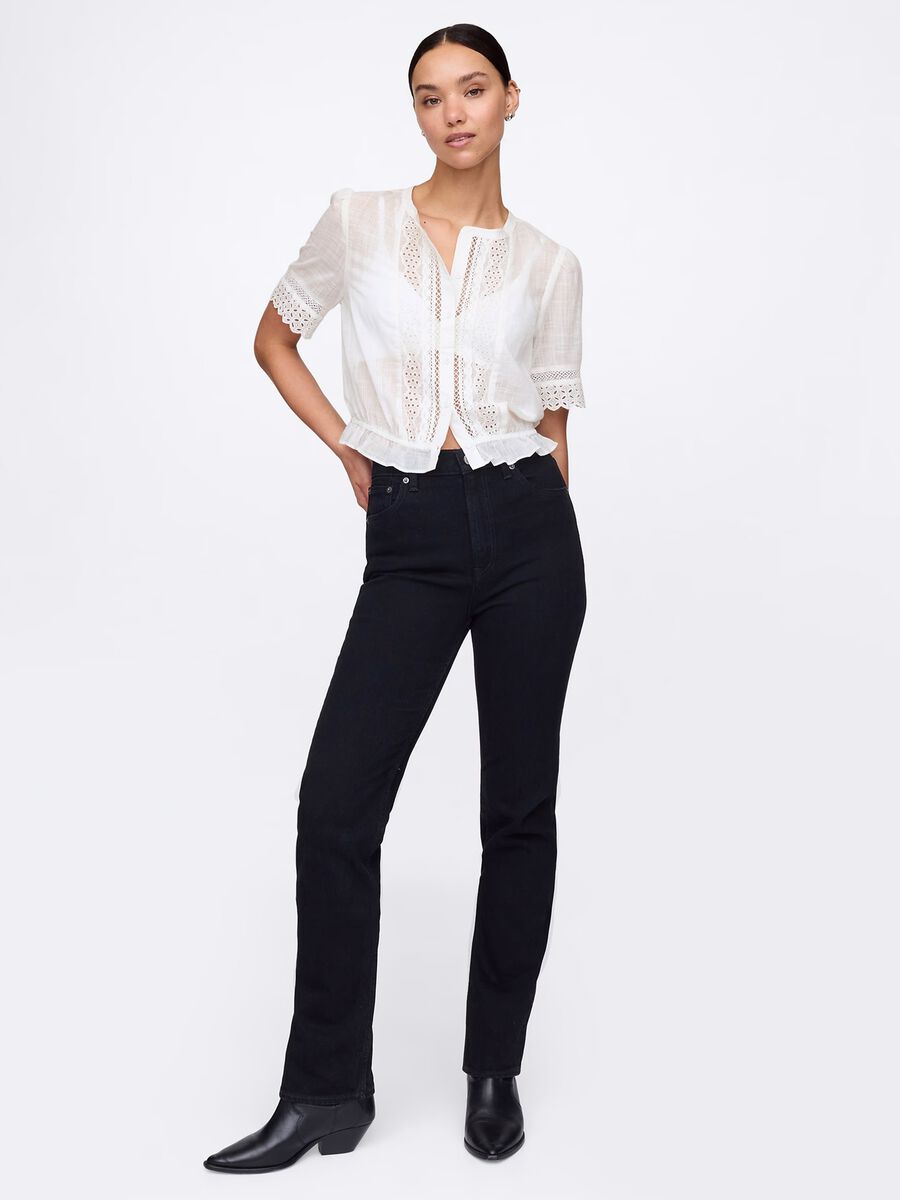 Blusa bianca ricamata in cotone_1