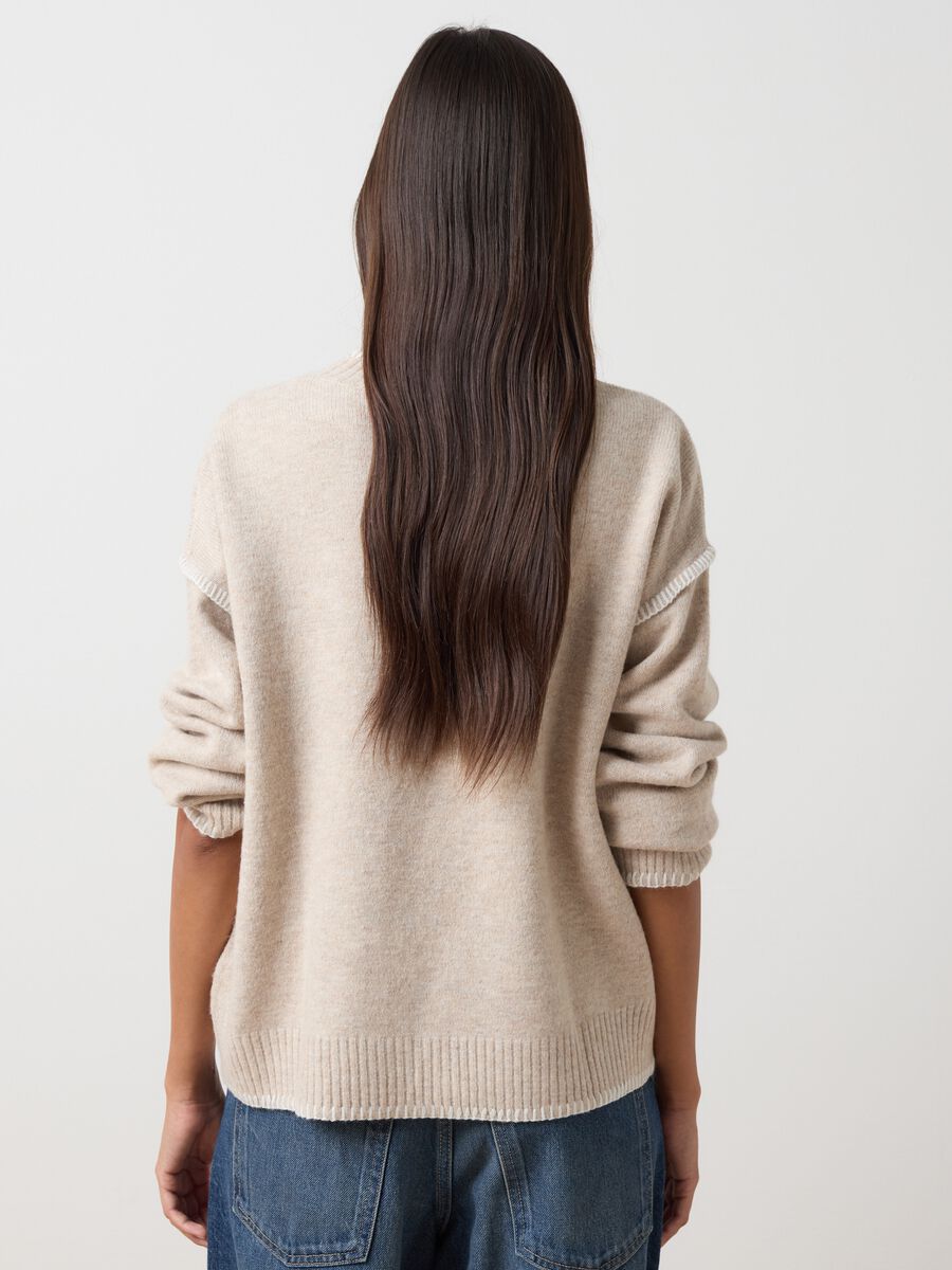 Beige regular fit sweater_3