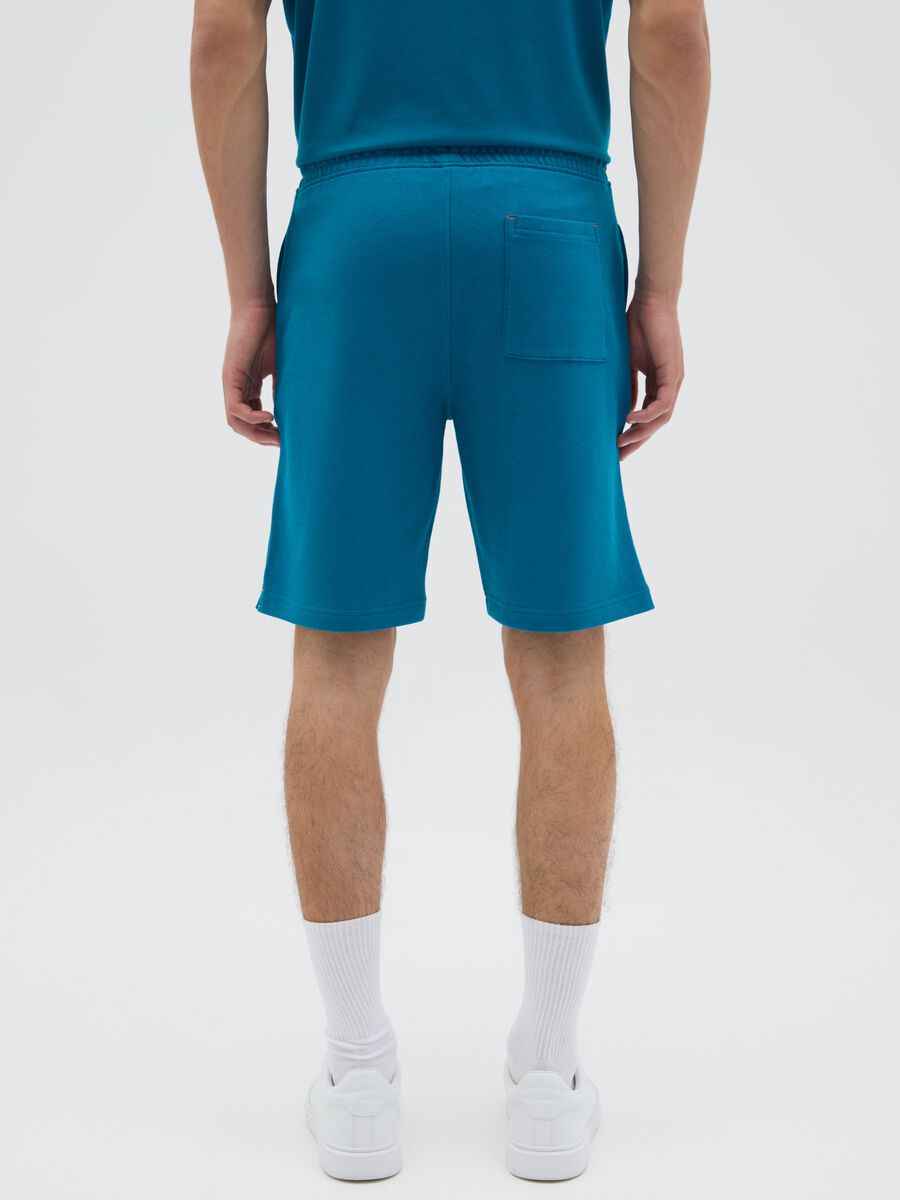 Men's blue cotton blend shorts regular fit_3