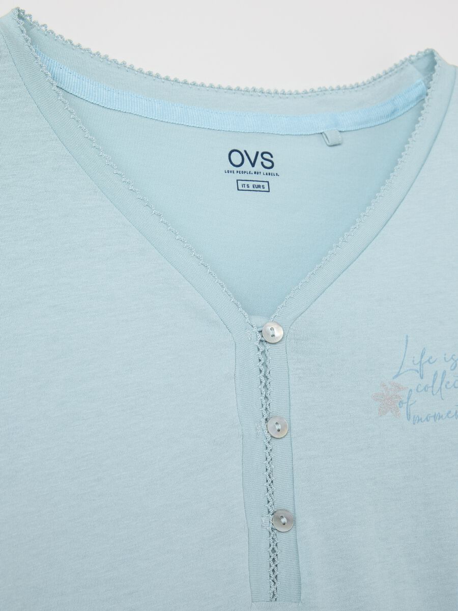 Light blue cotton pyjamas with granddad neckline and print_5