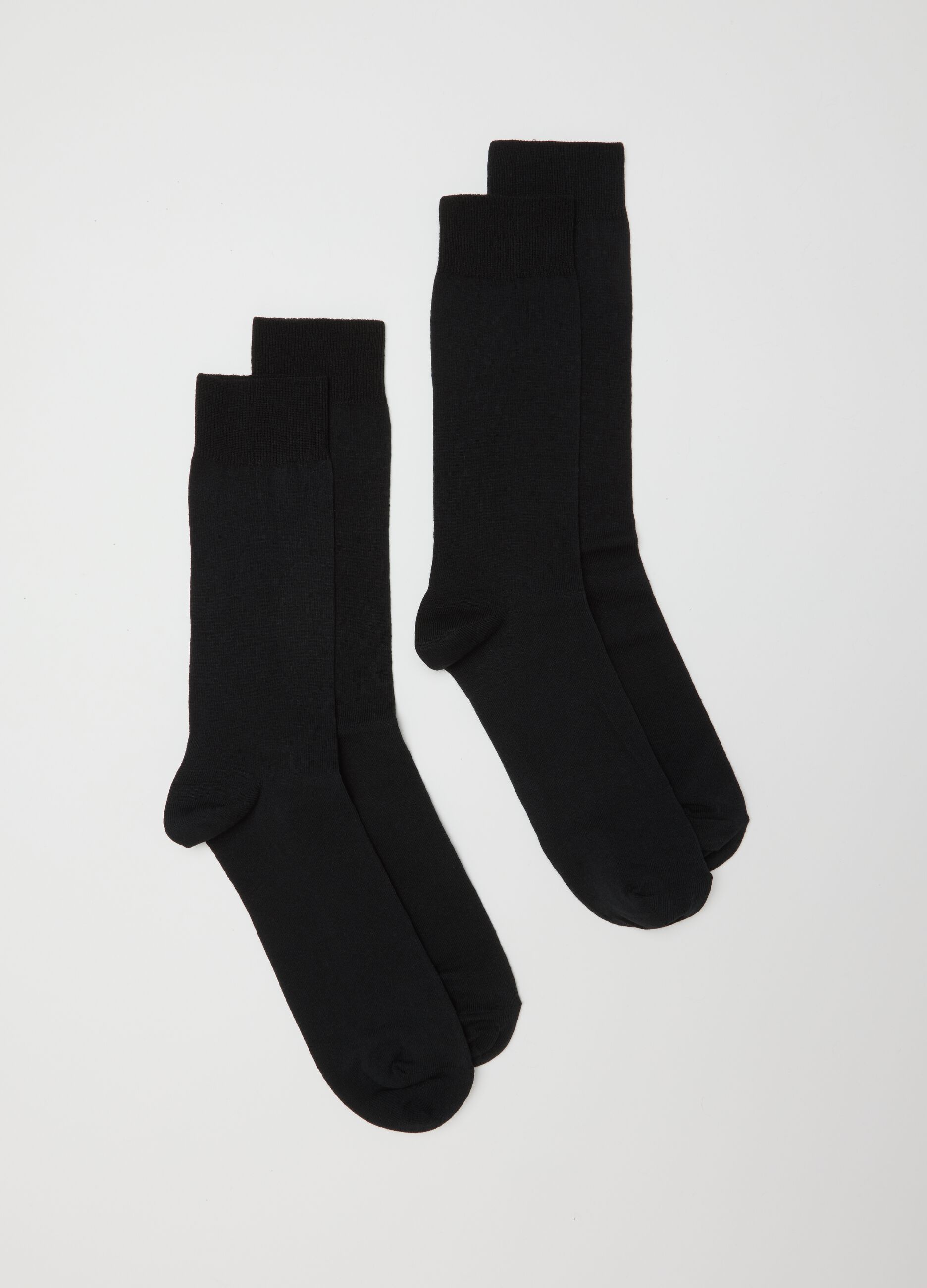 Two-Pack Black Stretch Cotton Blend Socks