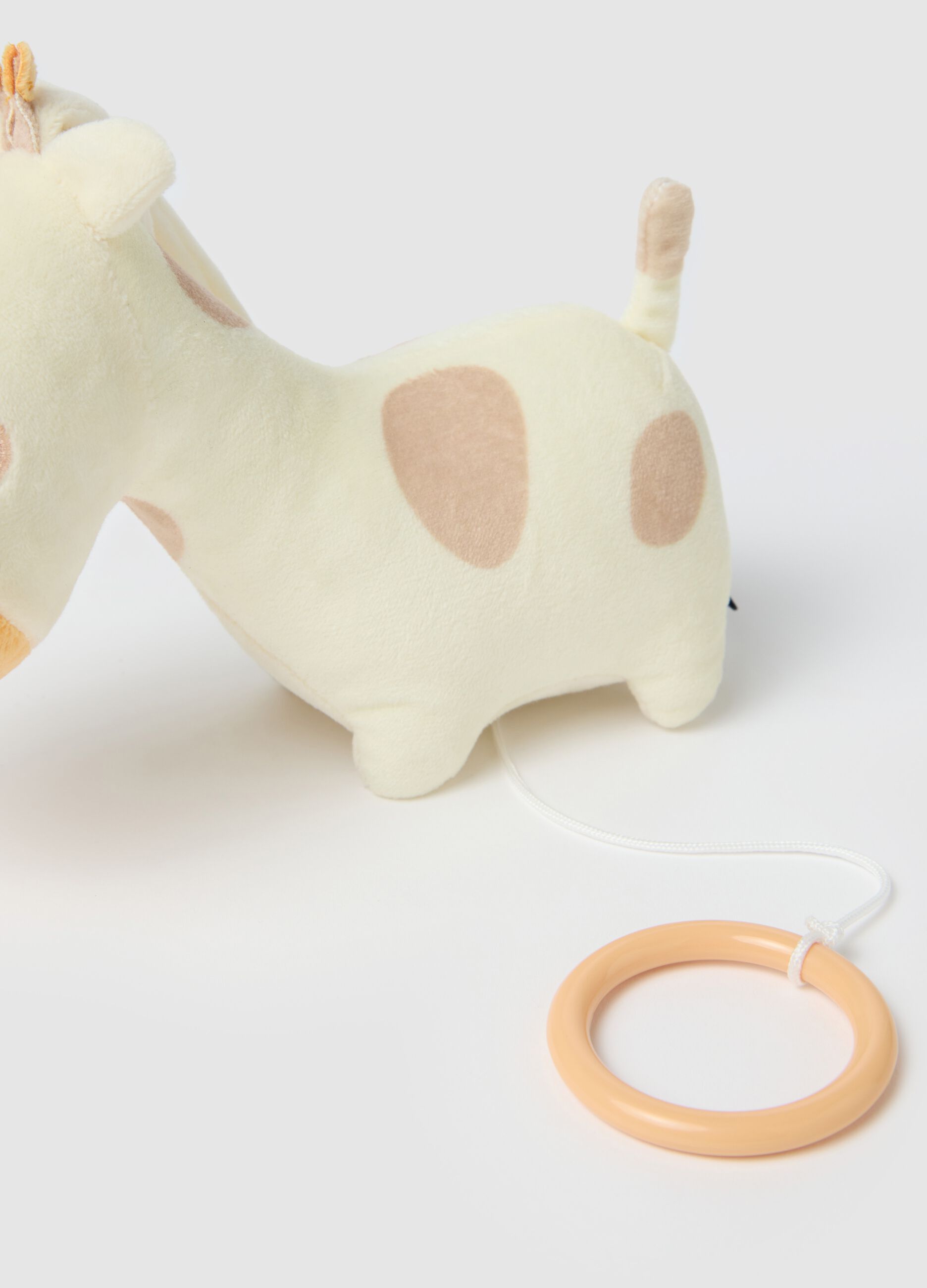Giraffe-shaped velour music box