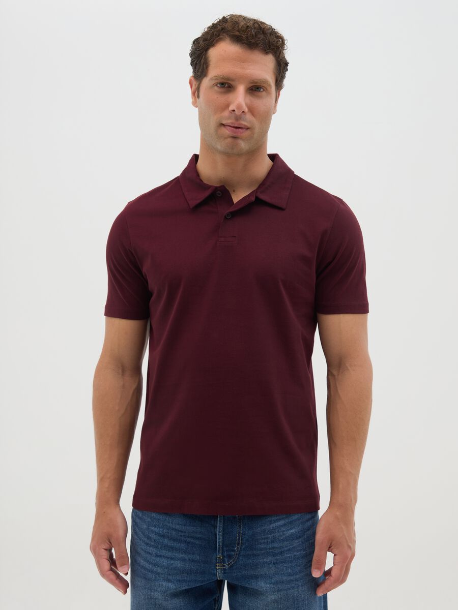 Polo da uomo in puro cotone rosso regular fit_0