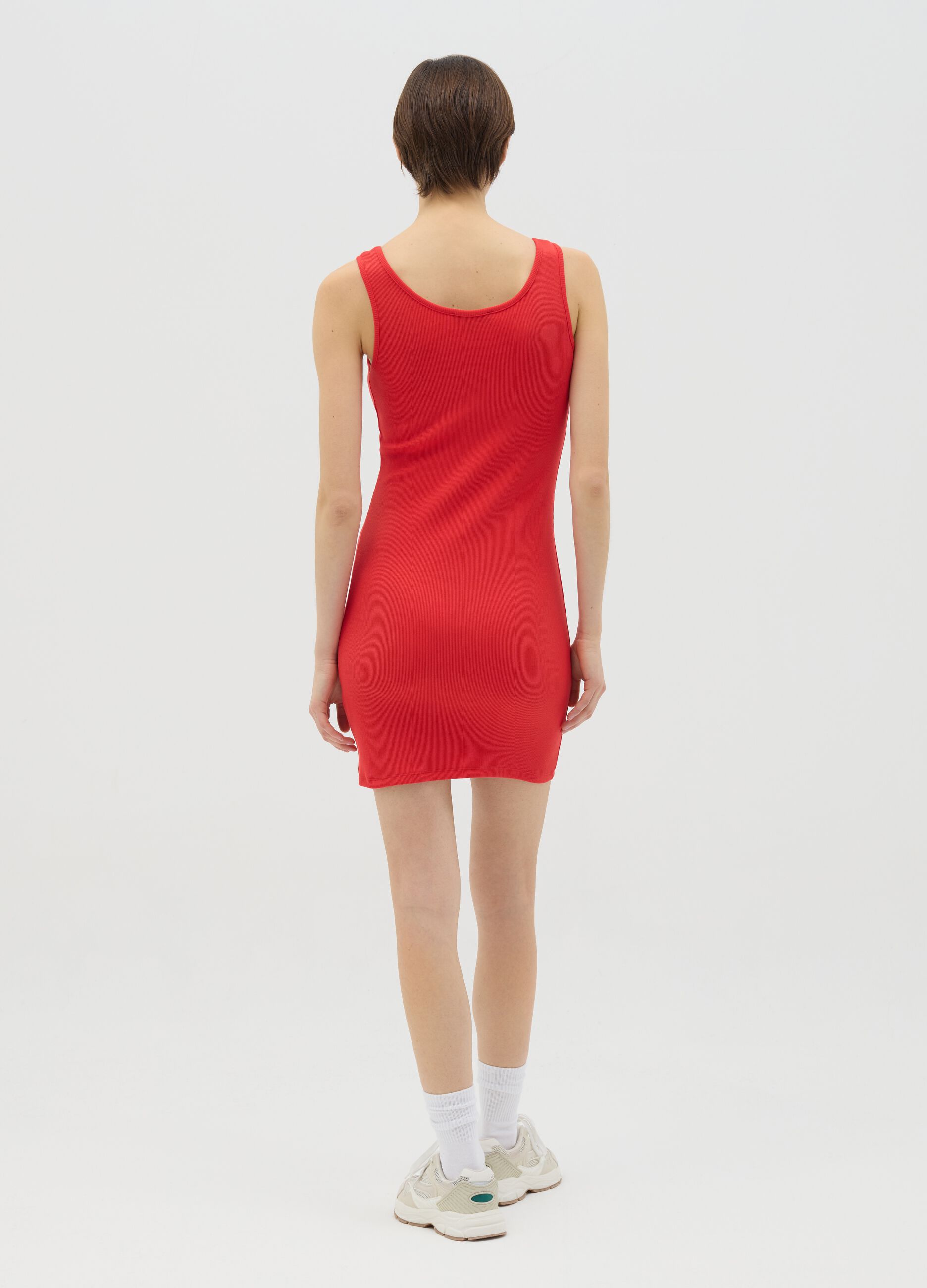 Abito tubino da donna in cotone elasticizzato rosso fitted