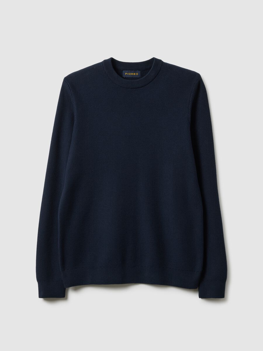 Blue Crewneck Sweater in Pure Cotton Regular Fit_4