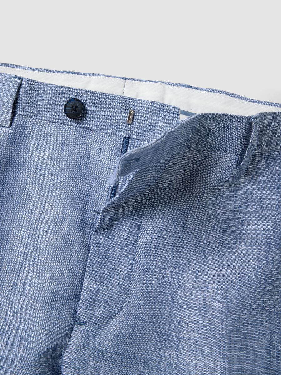 Pantaloni azzurri in puro lino_5