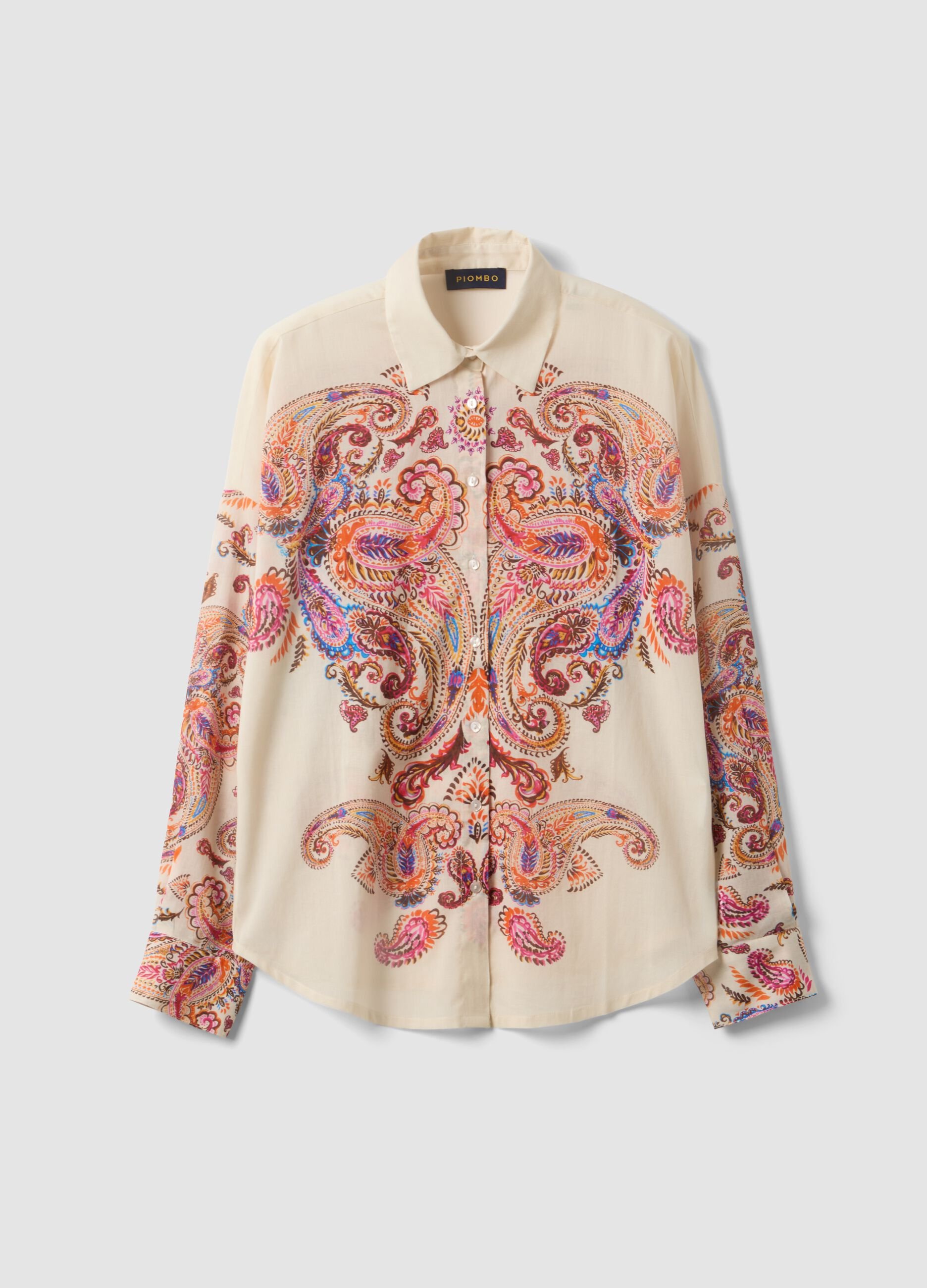 Multicolour short-sleeve pure cotton shirt